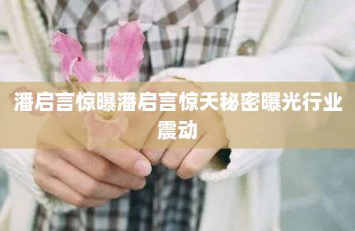 潘启言惊曝潘启言惊天秘密曝光行业震动