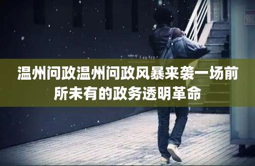 温州问政温州问政风暴来袭一场前所未有的政务透明革命