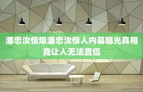 潘忠汝惊爆潘忠汝惊人内幕曝光真相竟让人无法置信