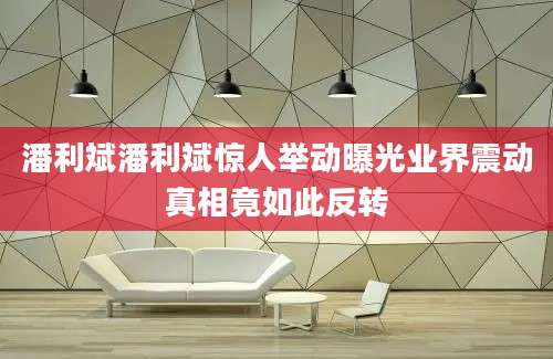 潘利斌潘利斌惊人举动曝光业界震动真相竟如此反转