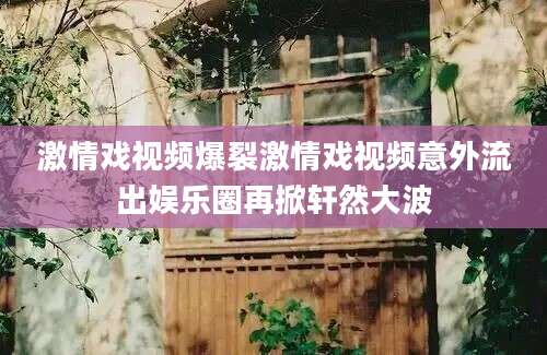 激情戏视频爆裂激情戏视频意外流出娱乐圈再掀轩然大波