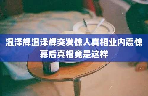 温泽辉温泽辉突发惊人真相业内震惊幕后真相竟是这样