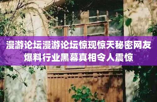 漫游论坛漫游论坛惊现惊天秘密网友爆料行业黑幕真相令人震惊