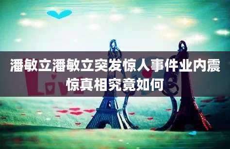 潘敏立潘敏立突发惊人事件业内震惊真相究竟如何