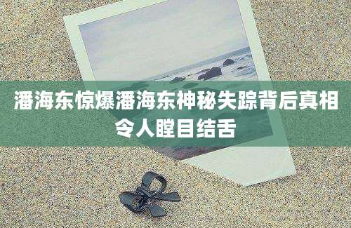 潘海东惊爆潘海东神秘失踪背后真相令人瞠目结舌