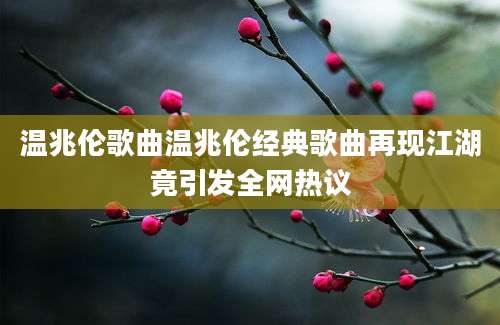 温兆伦歌曲温兆伦经典歌曲再现江湖竟引发全网热议