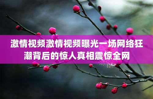 激情视频激情视频曝光一场网络狂潮背后的惊人真相震惊全网