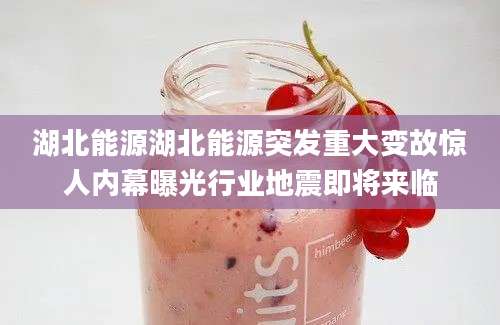 湖北能源湖北能源突发重大变故惊人内幕曝光行业地震即将来临