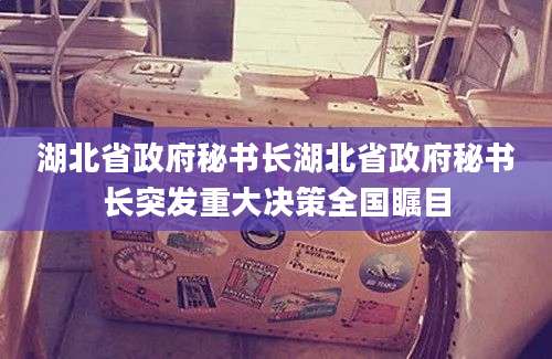湖北省政府秘书长湖北省政府秘书长突发重大决策全国瞩目