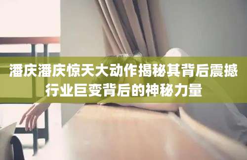 潘庆潘庆惊天大动作揭秘其背后震撼行业巨变背后的神秘力量