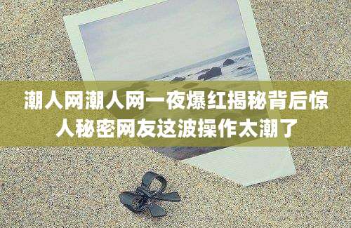 潮人网潮人网一夜爆红揭秘背后惊人秘密网友这波操作太潮了