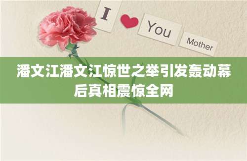 潘文江潘文江惊世之举引发轰动幕后真相震惊全网