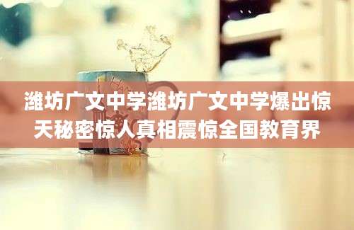 潍坊广文中学潍坊广文中学爆出惊天秘密惊人真相震惊全国教育界
