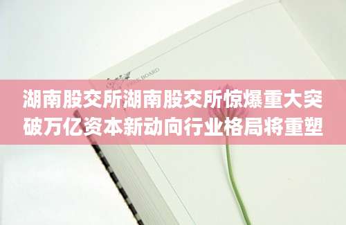 湖南股交所湖南股交所惊爆重大突破万亿资本新动向行业格局将重塑