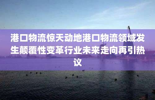 港口物流惊天动地港口物流领域发生颠覆性变革行业未来走向再引热议