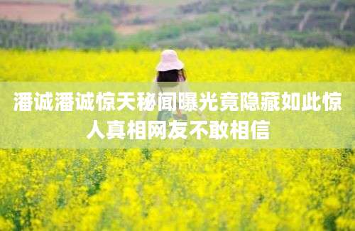 潘诚潘诚惊天秘闻曝光竟隐藏如此惊人真相网友不敢相信