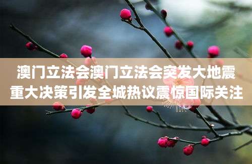 澳门立法会澳门立法会突发大地震重大决策引发全城热议震惊国际关注