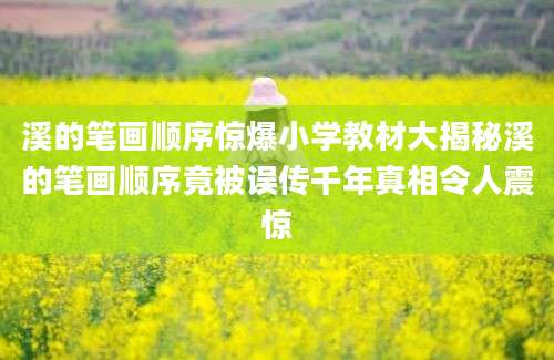 溪的笔画顺序惊爆小学教材大揭秘溪的笔画顺序竟被误传千年真相令人震惊
