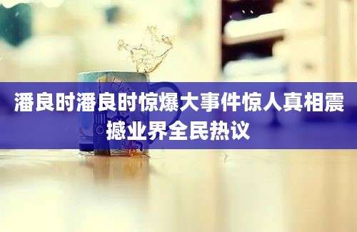 潘良时潘良时惊爆大事件惊人真相震撼业界全民热议