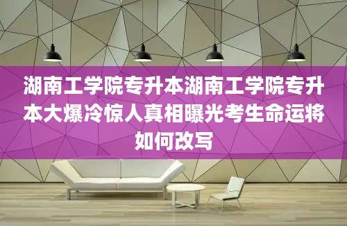 湖南工学院专升本湖南工学院专升本大爆冷惊人真相曝光考生命运将如何改写