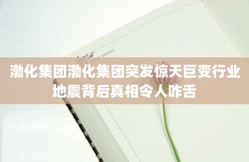渤化集团渤化集团突发惊天巨变行业地震背后真相令人咋舌
