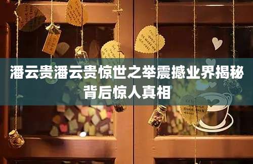 潘云贵潘云贵惊世之举震撼业界揭秘背后惊人真相