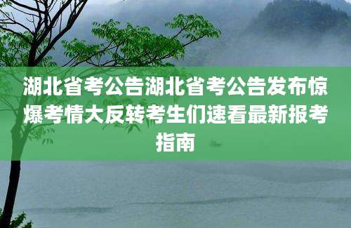 湖北省考公告湖北省考公告发布惊爆考情大反转考生们速看最新报考指南