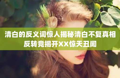清白的反义词惊人揭秘清白不复真相反转竟揭开XX惊天丑闻