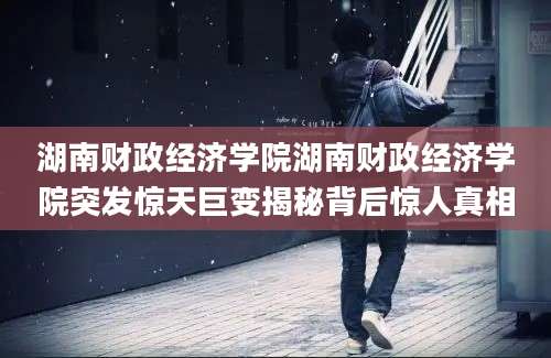 湖南财政经济学院湖南财政经济学院突发惊天巨变揭秘背后惊人真相