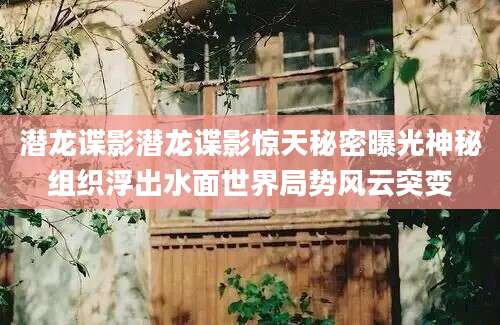潜龙谍影潜龙谍影惊天秘密曝光神秘组织浮出水面世界局势风云突变