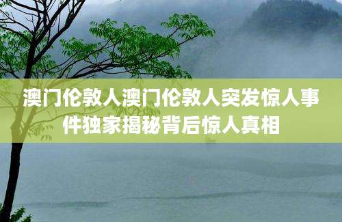澳门伦敦人澳门伦敦人突发惊人事件独家揭秘背后惊人真相