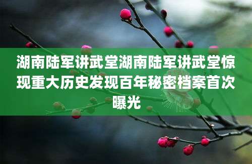 湖南陆军讲武堂湖南陆军讲武堂惊现重大历史发现百年秘密档案首次曝光