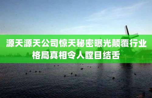 源天源天公司惊天秘密曝光颠覆行业格局真相令人瞠目结舌