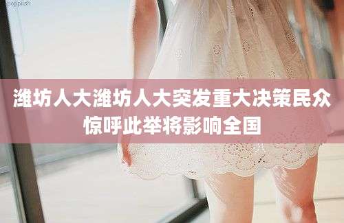 潍坊人大潍坊人大突发重大决策民众惊呼此举将影响全国