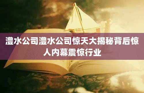 澧水公司澧水公司惊天大揭秘背后惊人内幕震惊行业