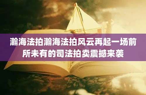 瀚海法拍瀚海法拍风云再起一场前所未有的司法拍卖震撼来袭