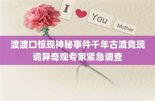 渡渡口惊现神秘事件千年古渡竟现诡异奇观专家紧急调查