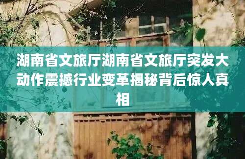 湖南省文旅厅湖南省文旅厅突发大动作震撼行业变革揭秘背后惊人真相