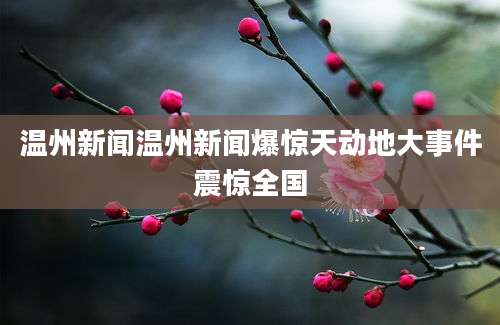 温州新闻温州新闻爆惊天动地大事件震惊全国