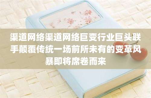 渠道网络渠道网络巨变行业巨头联手颠覆传统一场前所未有的变革风暴即将席卷而来