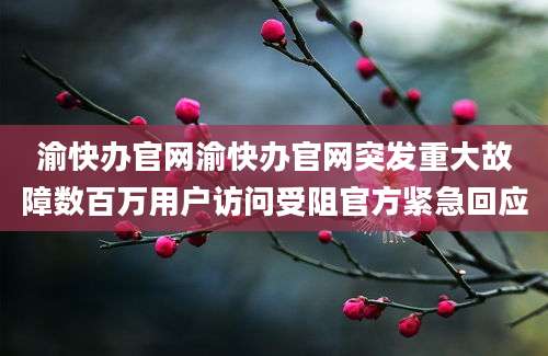 渝快办官网渝快办官网突发重大故障数百万用户访问受阻官方紧急回应
