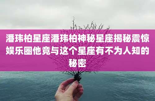 潘玮柏星座潘玮柏神秘星座揭秘震惊娱乐圈他竟与这个星座有不为人知的秘密