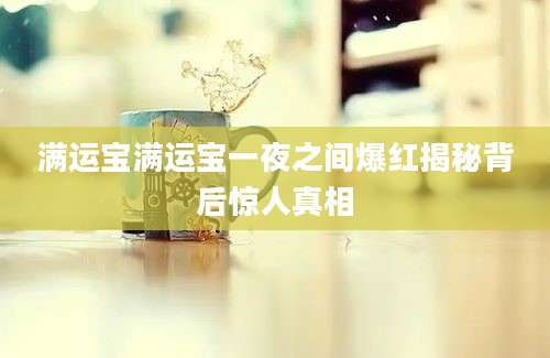 满运宝满运宝一夜之间爆红揭秘背后惊人真相
