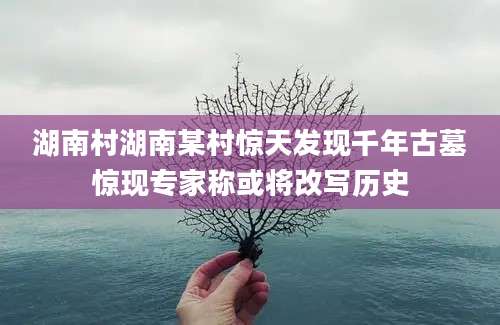 湖南村湖南某村惊天发现千年古墓惊现专家称或将改写历史