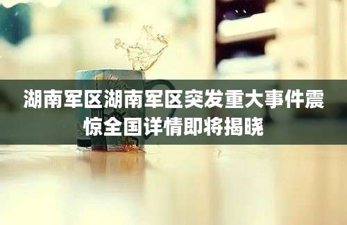 湖南军区湖南军区突发重大事件震惊全国详情即将揭晓