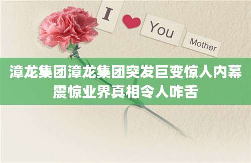 漳龙集团漳龙集团突发巨变惊人内幕震惊业界真相令人咋舌