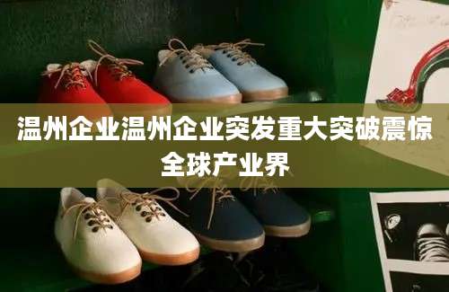 温州企业温州企业突发重大突破震惊全球产业界