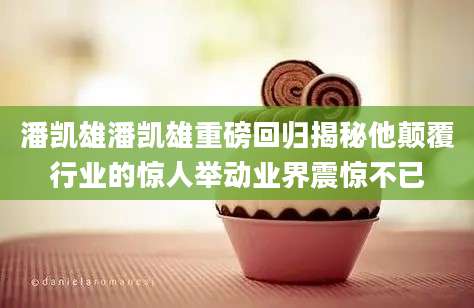 潘凯雄潘凯雄重磅回归揭秘他颠覆行业的惊人举动业界震惊不已