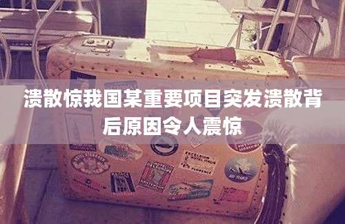 溃散惊我国某重要项目突发溃散背后原因令人震惊
